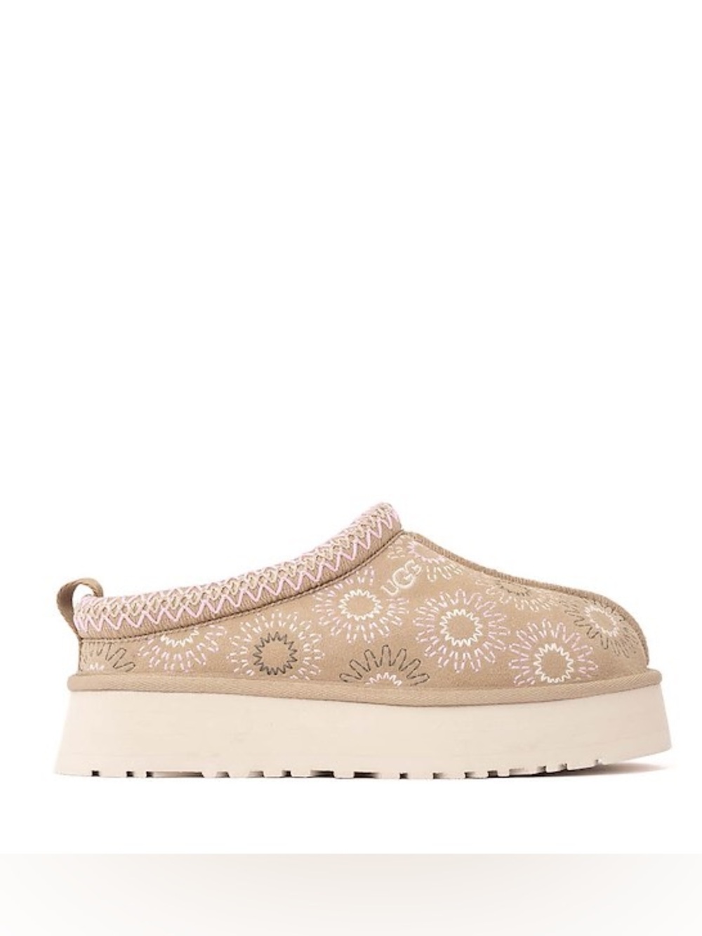 Womens UGG® Tazz Sun Stitch Slipper Mustard Seed NEW $169 Size 7 Embroidered